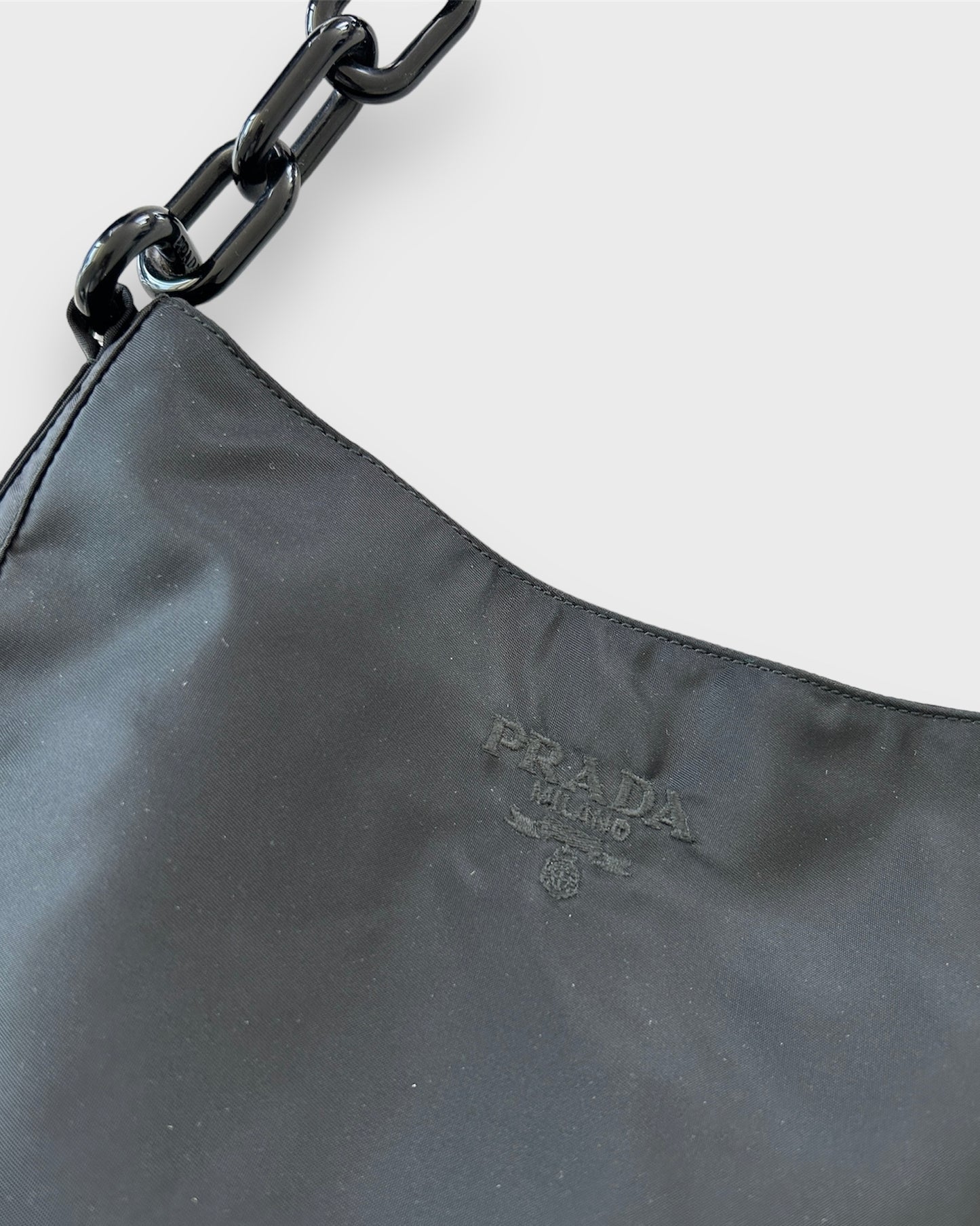 Prada Black Tessuto Chainlink Shoulder Bag
