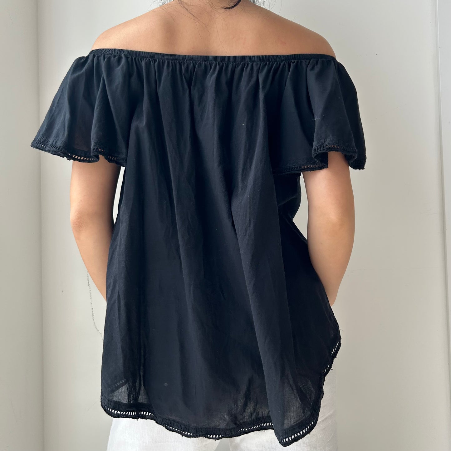 McGuire Black Off Shoulder Top - Medium