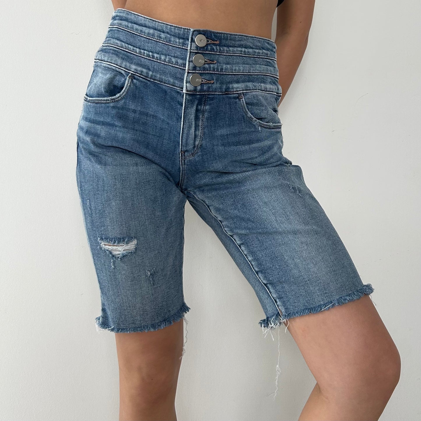 Miss Sixty High-Rise Bermuda Denim Shorts - W28/Medium