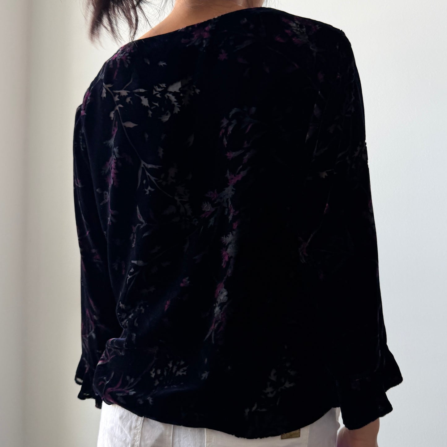 Silk Blend Burnout Velvet Top - Medium