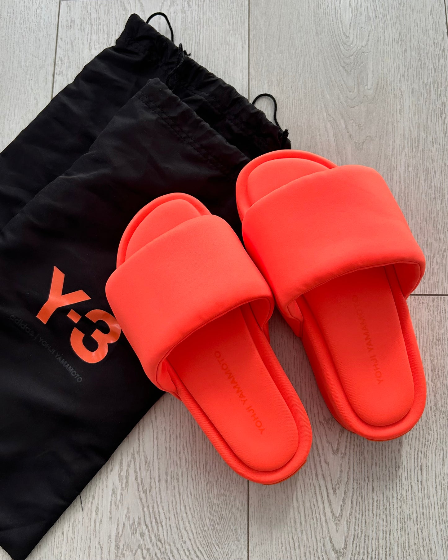 Adidas Y-3 Yohji Yamamoto Comfylette Puff Slides in Solar Orange - Men's US 5