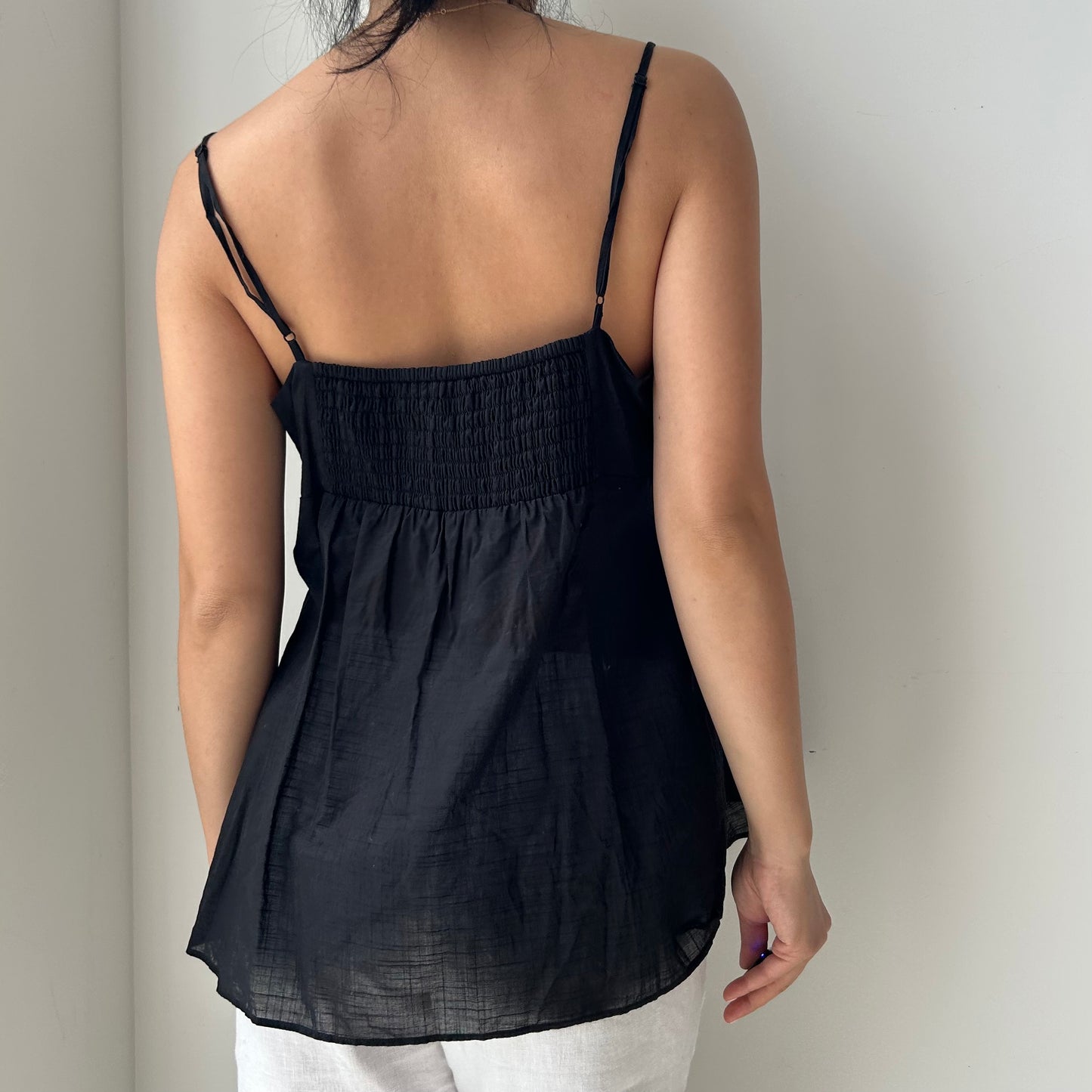 Black Embellished Poplin Cami Top - Large