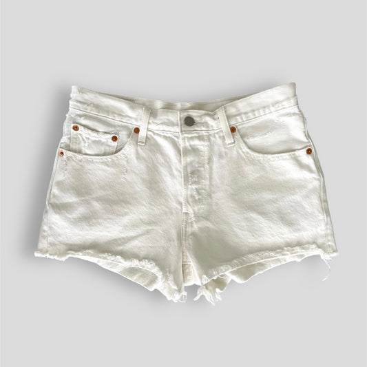 Levi’s 501 White Denim Cutoff Shorts - W28 (Fits Like W30)