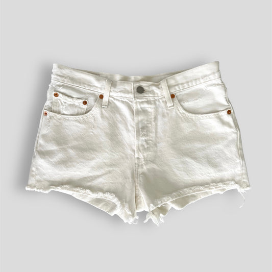 Levi’s 501 White Denim Cutoff Shorts - W28 (Fits Like W30)