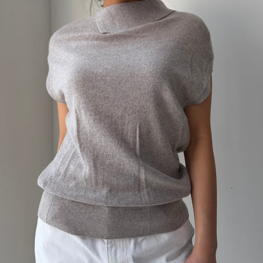 Club Monaco Greige Cashmere Mock Neck Jumper - X-Small