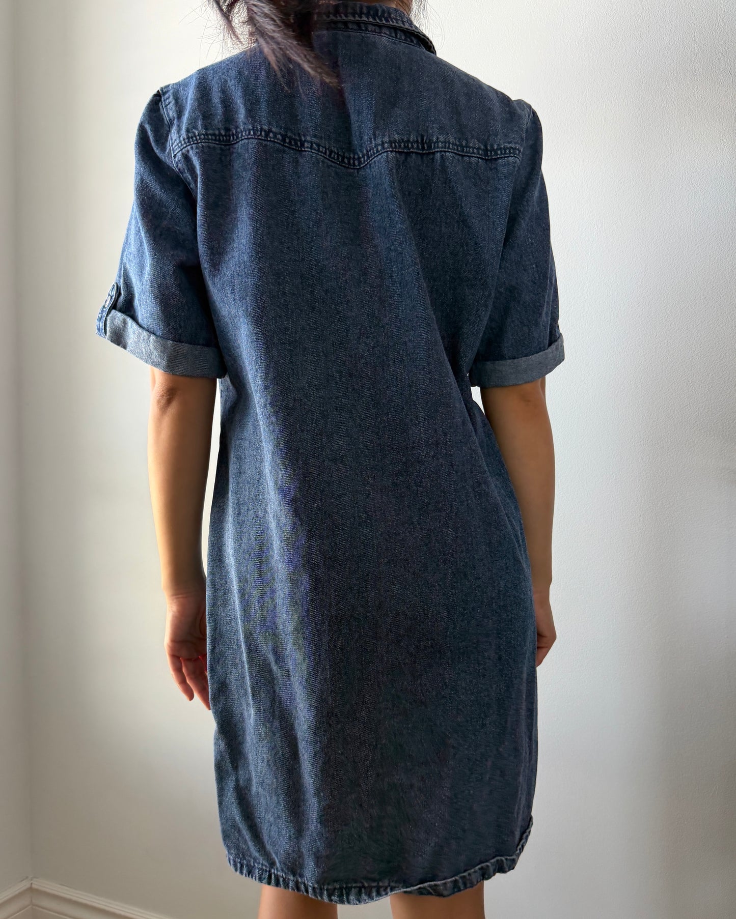 Vero Moda Blue Short Sleeve Denim Shirt Dress - Medium