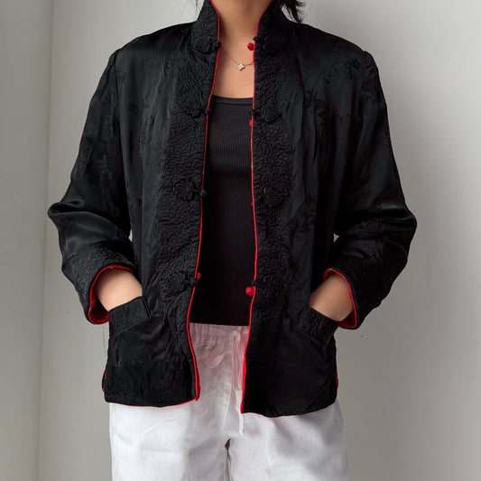 Vintage 1960s Peony Brand Shanghai Reversible Mandarin Jacket - Medium