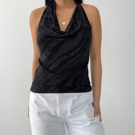 Vintage Made in Canada Ricki's Black Cowl Neck Top - Medium