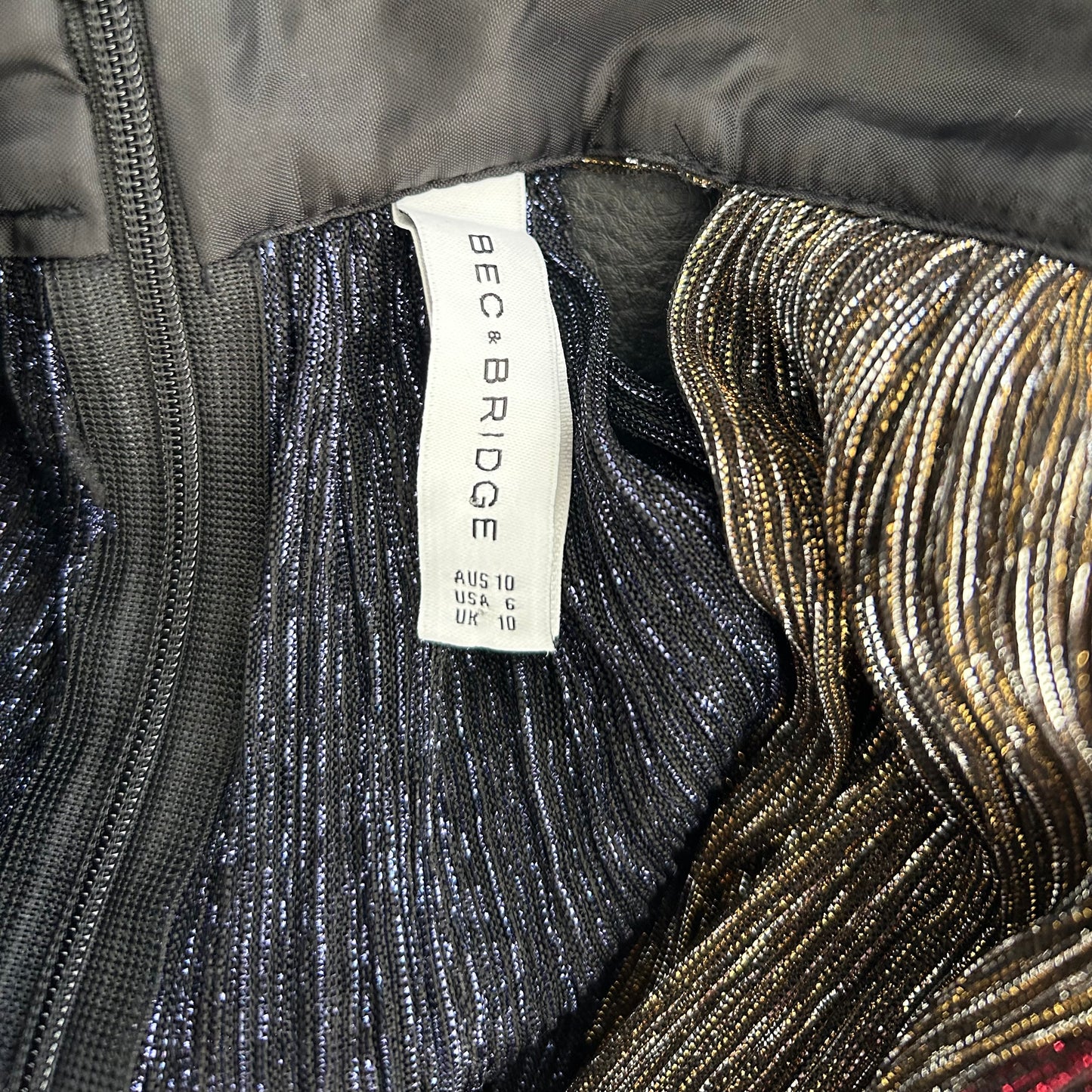 2015 Bec + Bridge Metallic Halter Maxi Dress - Small