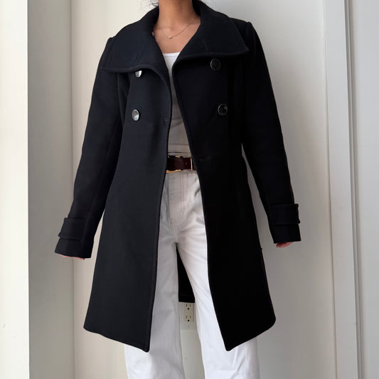 2011 T. Babaton by Aritzia Black Wool and Cashmere Coat - Medium