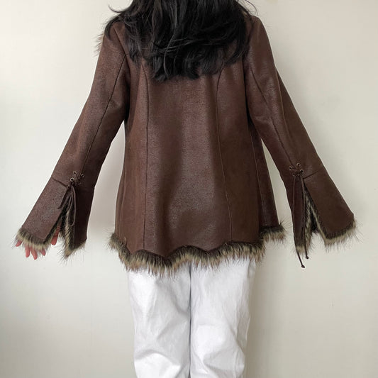 Novelti for Laura Petites Brown Afghan Jacket - Small