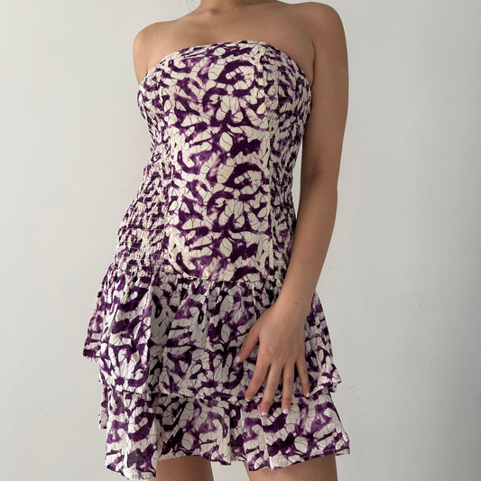 Moda International Purple Tie-Dye Strapless Mini Dress - XX-Small
