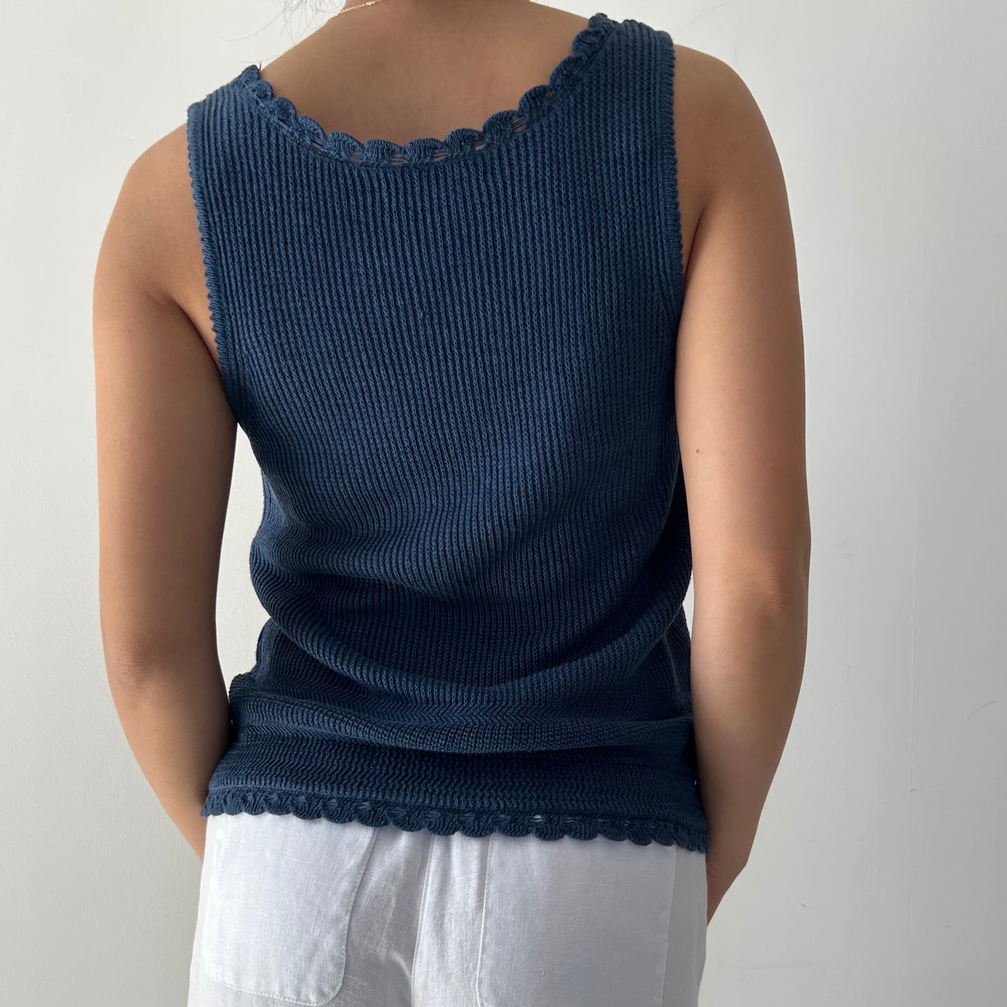 Lauren Ralph Lauren Petite Blue Linen Tank - Medium
