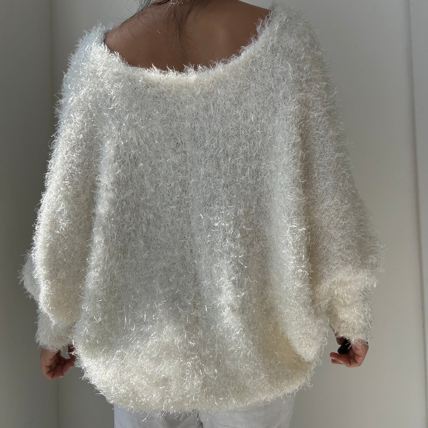 Duras Japan Cream Fuzzy Knit Jumper - Medium