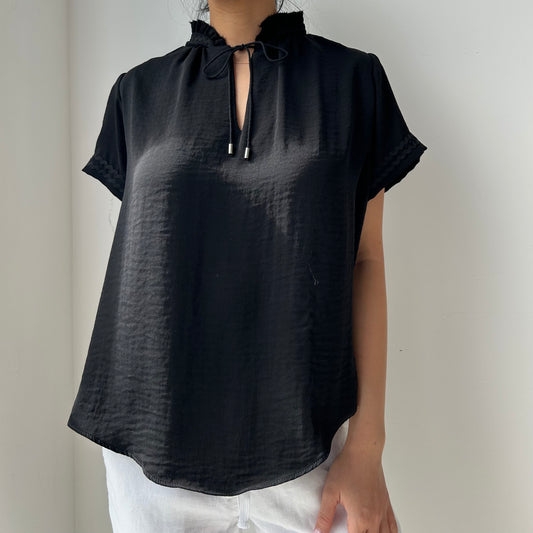 Sabina Musayev Black Short Sleeve Blouse - Medium