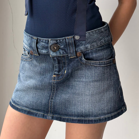Guess Low-Rise Denim Micro Mini Skirt - W27