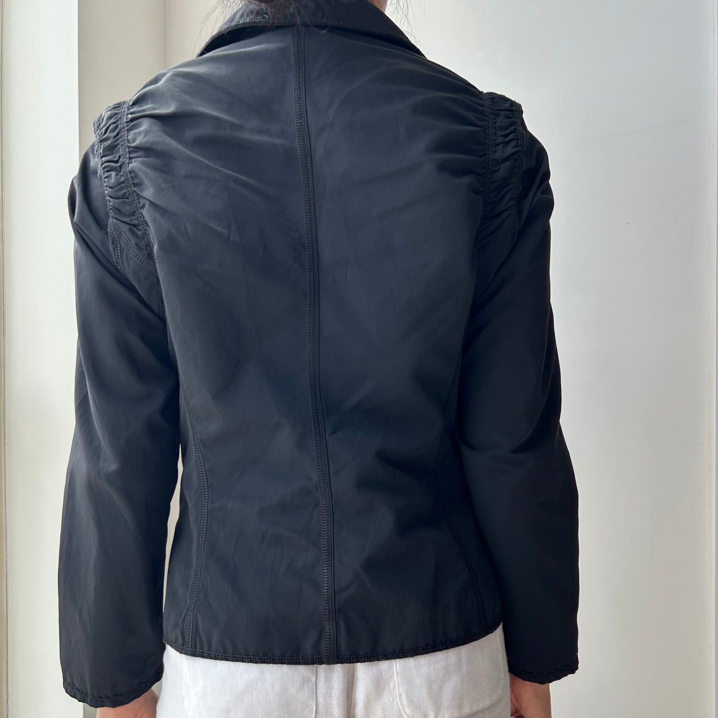 Moschino Jeans Black Button Front Convertible Utility Jacket - Small