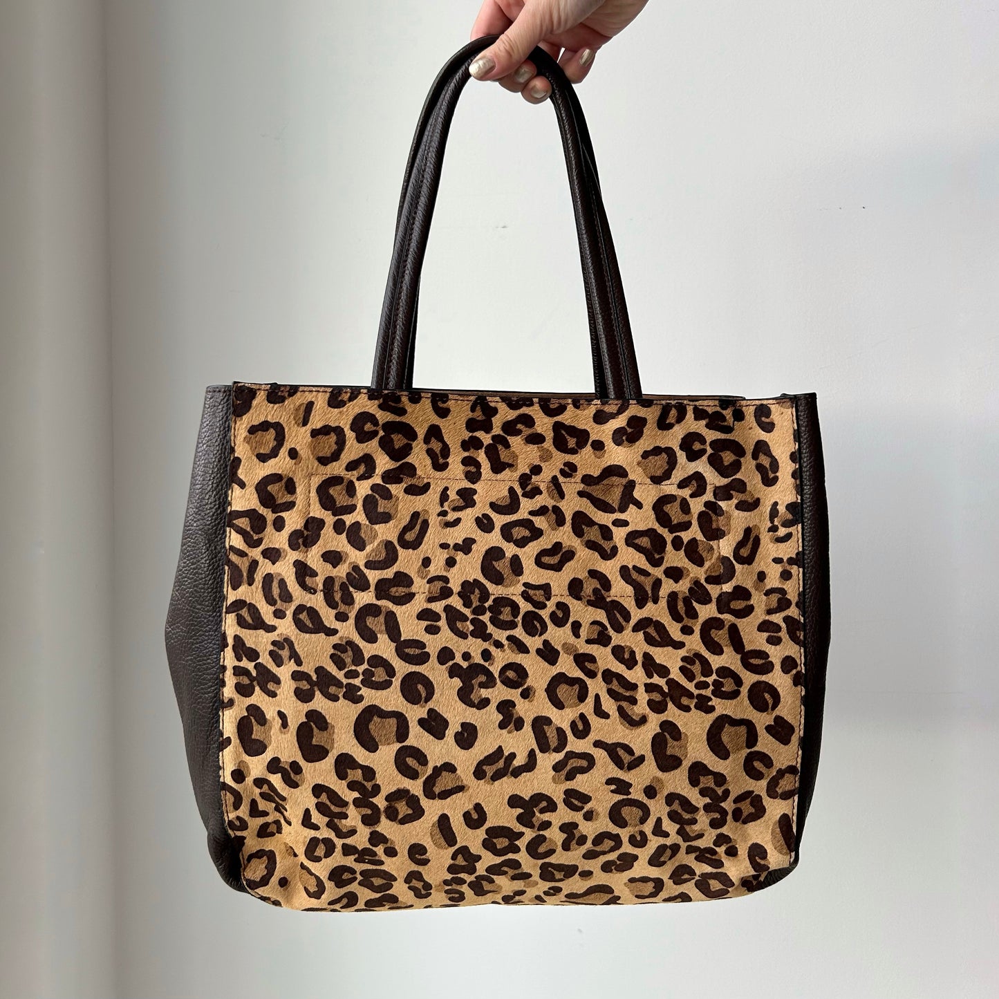 Ele Rossa Leather Tote Bag in Leopard Calf Hair