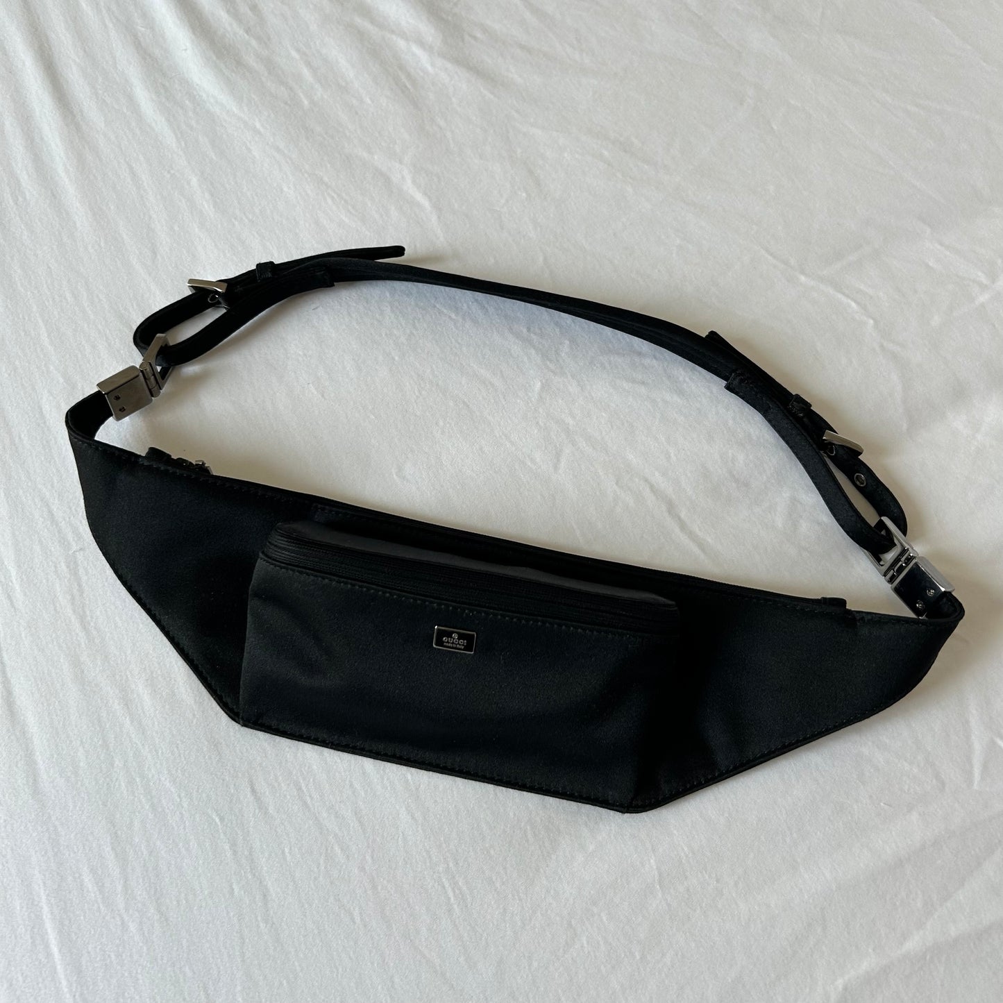 S/S 2001 Gucci by Tom Ford Mini Black Satin Waist Bag