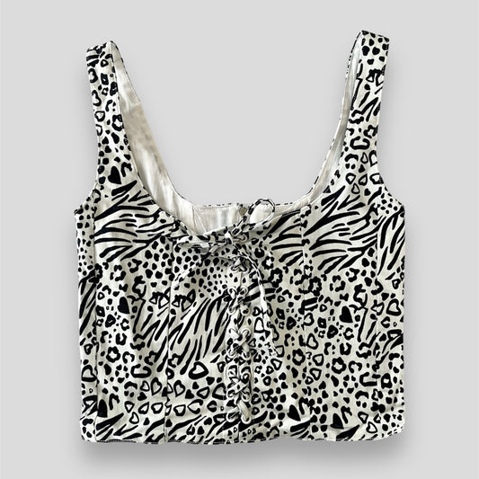 With Jéan Black and White Animal Print Corset Top - X-Small