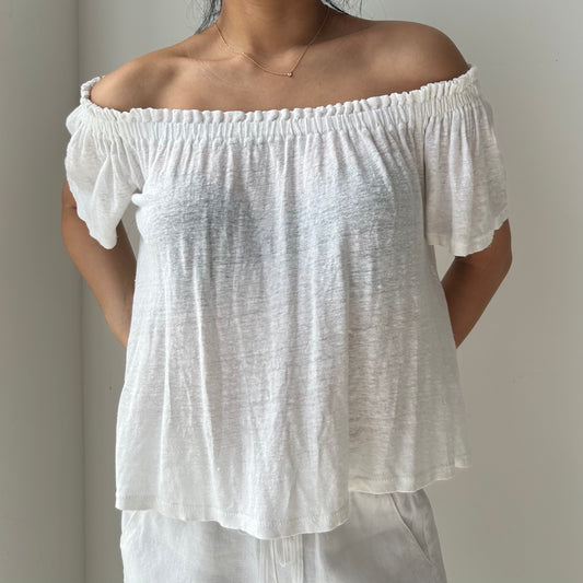 Wilfred White Off Shoulder Linen Top - XX-Small