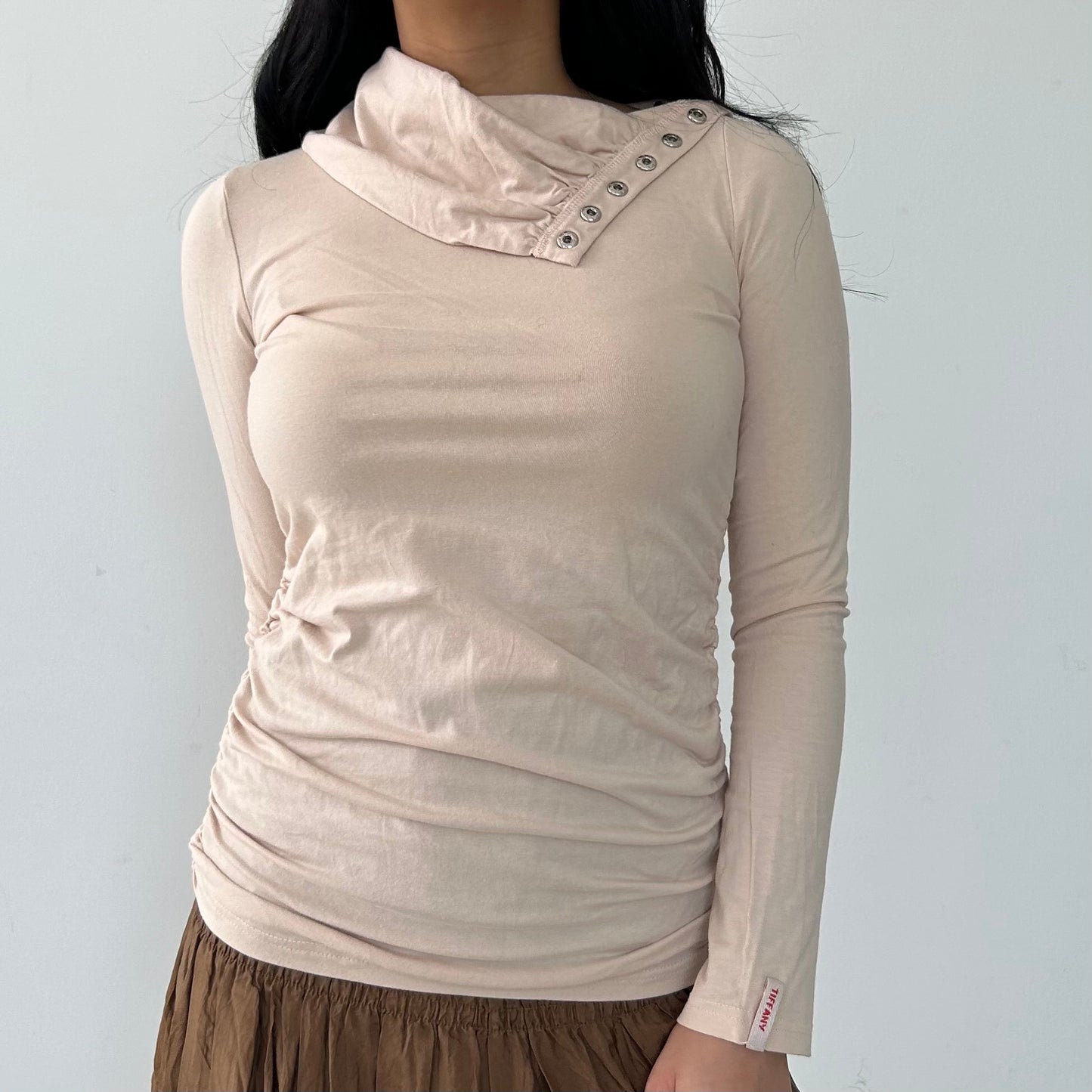 Peach Snap Button Turtleneck - Small