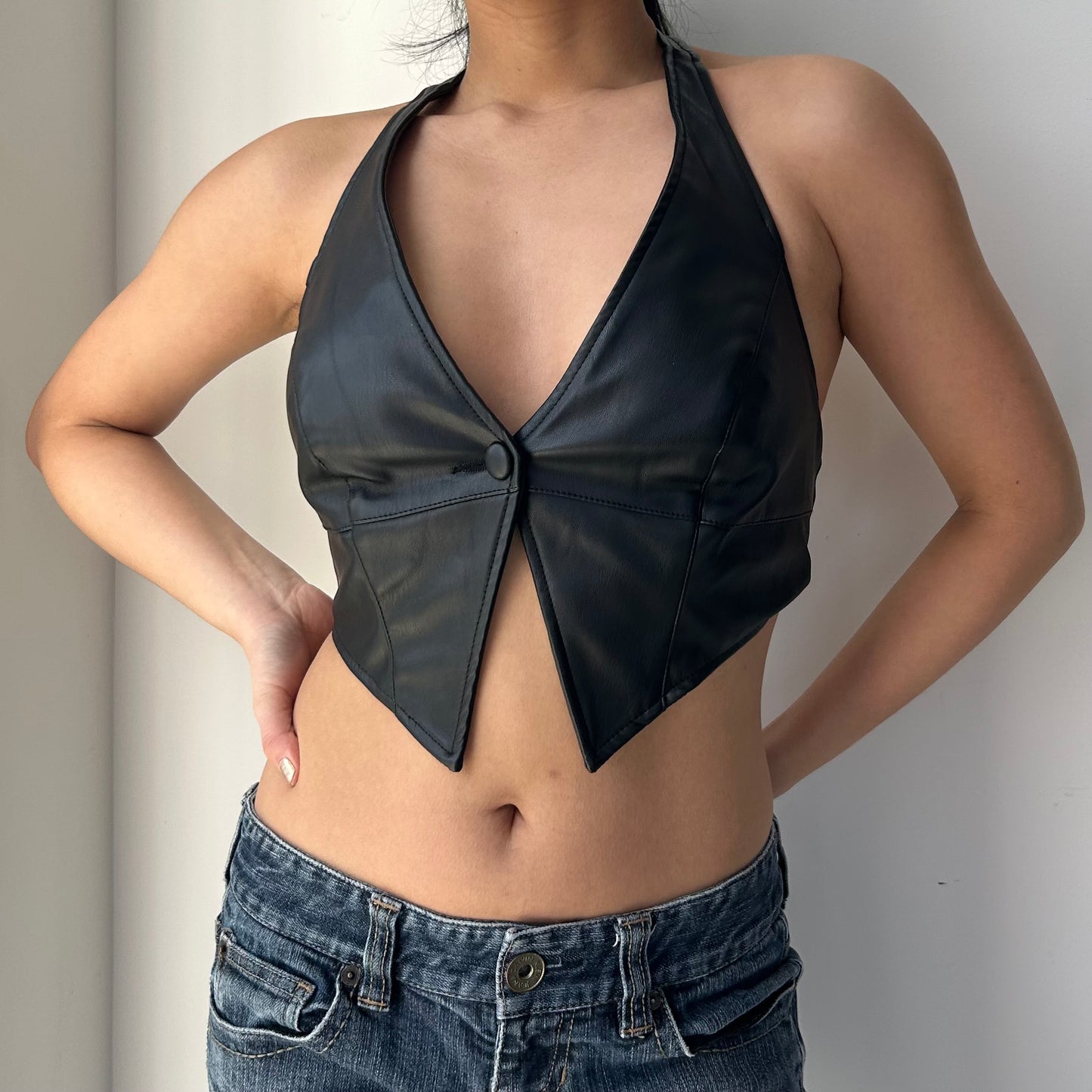 AFRM x Revolve Black Faux Leather Vest - X-Small
