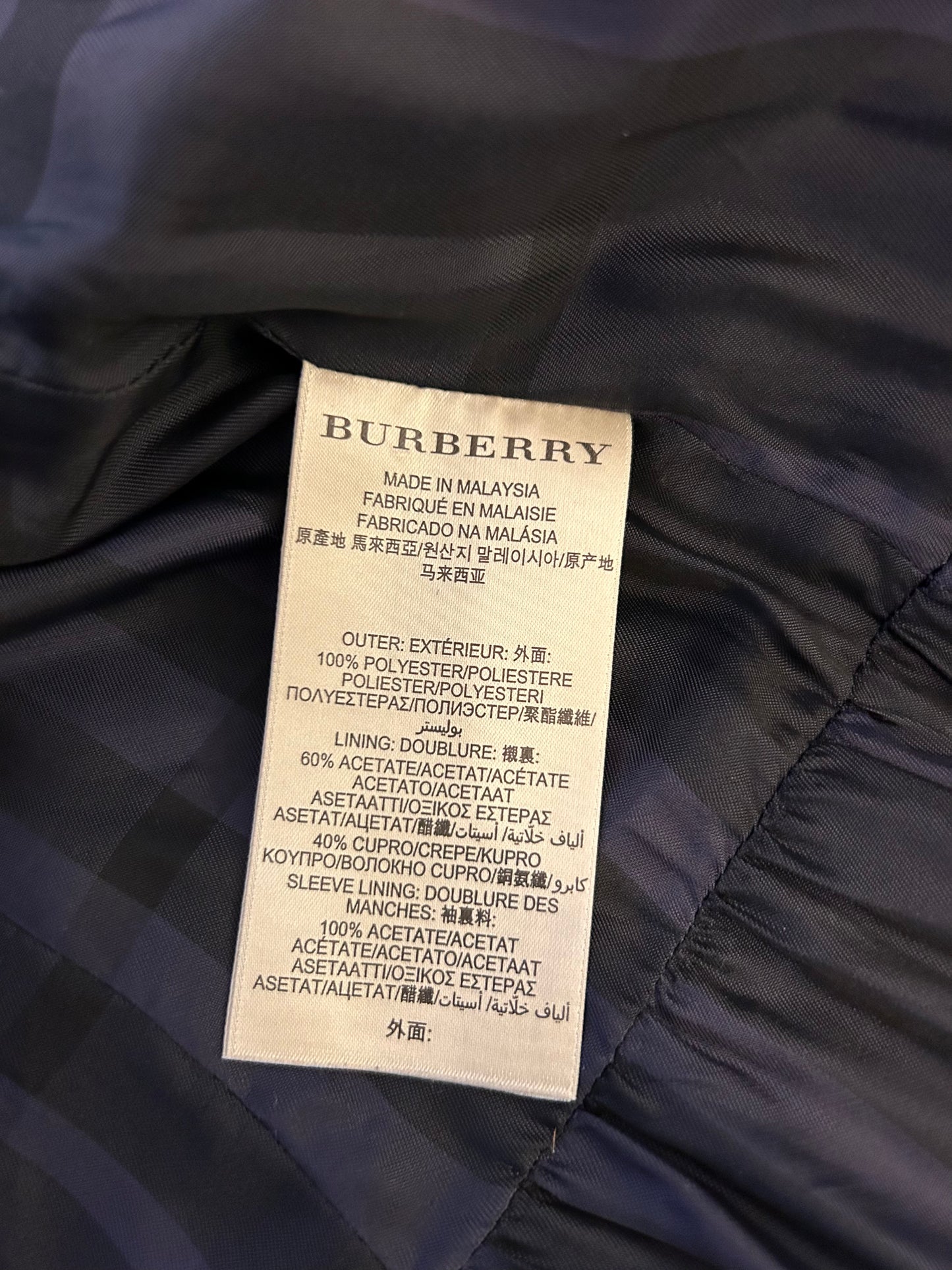 Burberry London Navy Short Trench Jacket - X-Small