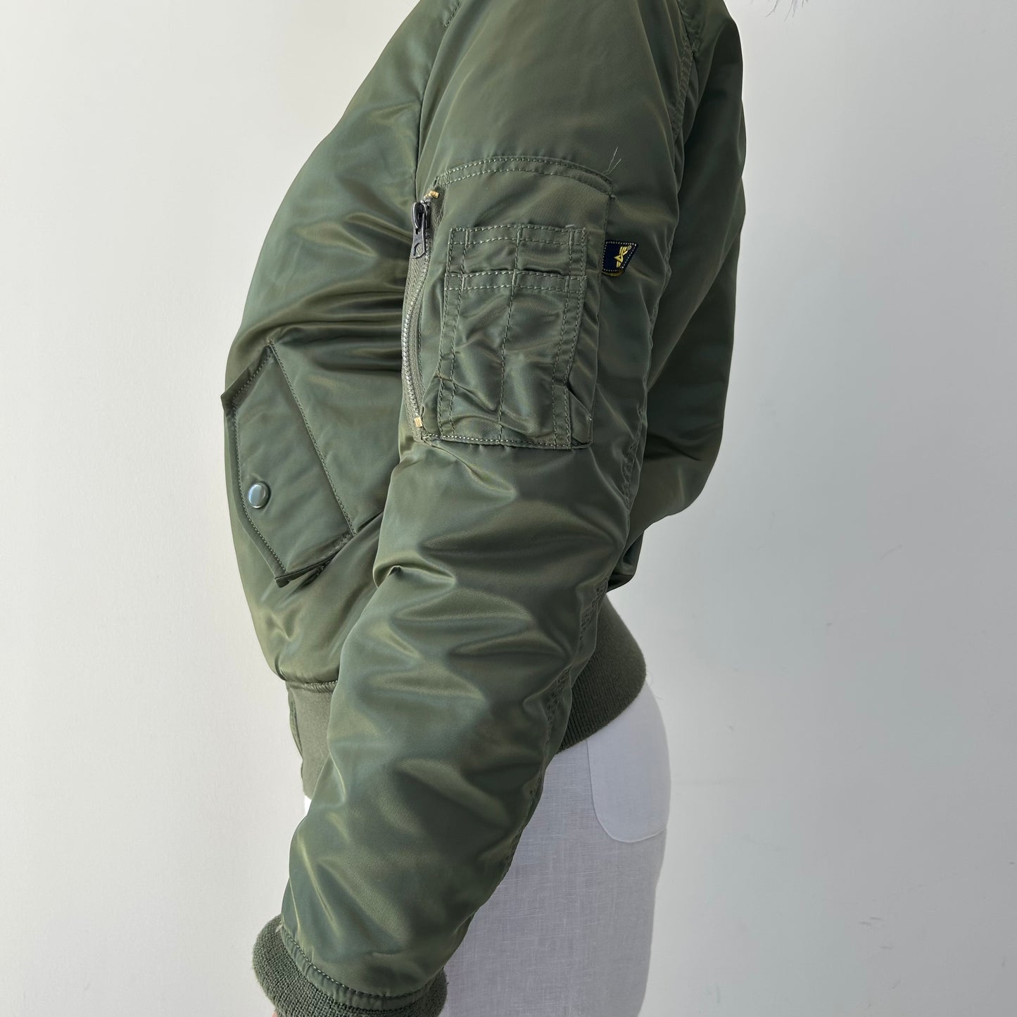 Alpha Industries Green MA-1 W Reversible Bomber Jacket - Small