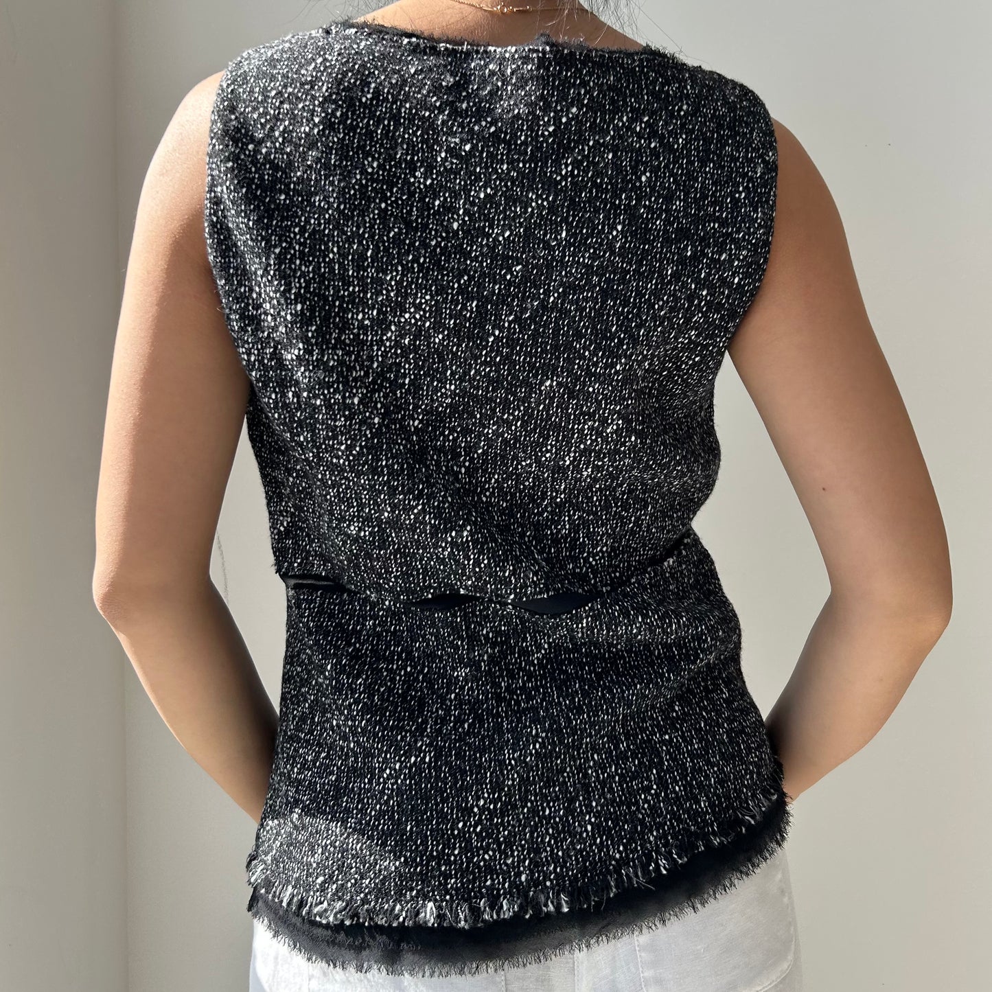 Lafayette 148 Black Wool and Silk Tweed Tank - Medium
