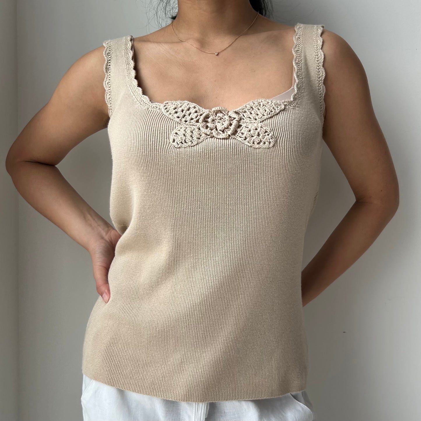 Daniel Laurent Beige Knit Tank - Large