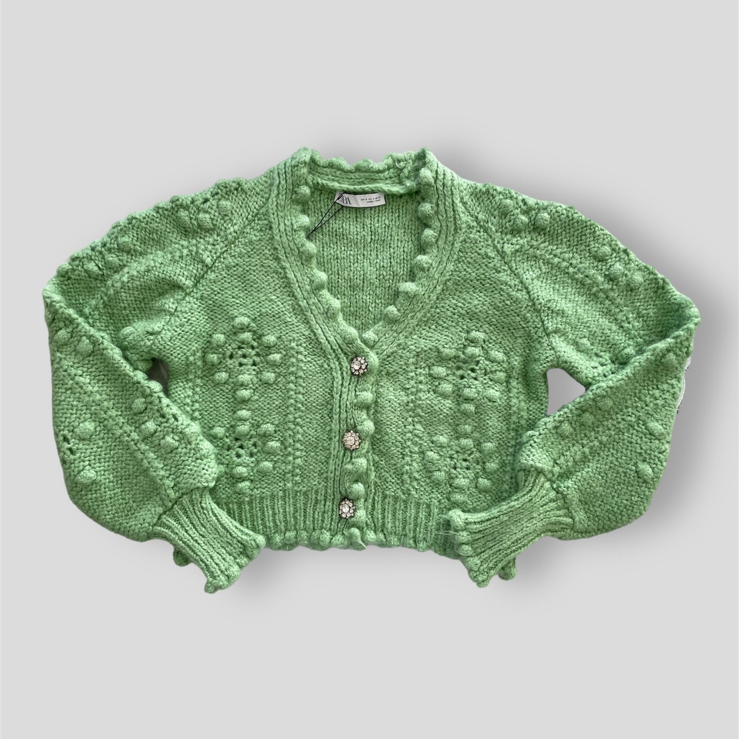 BNWT Zara Green V-Neck Cropped Cardigan - Small