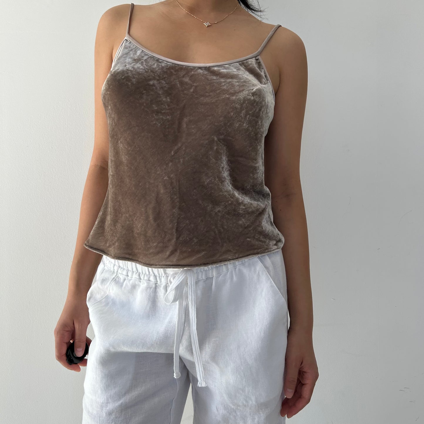 Sunny Choi Taupe Silk Blend Velvet Camisole - X-Small