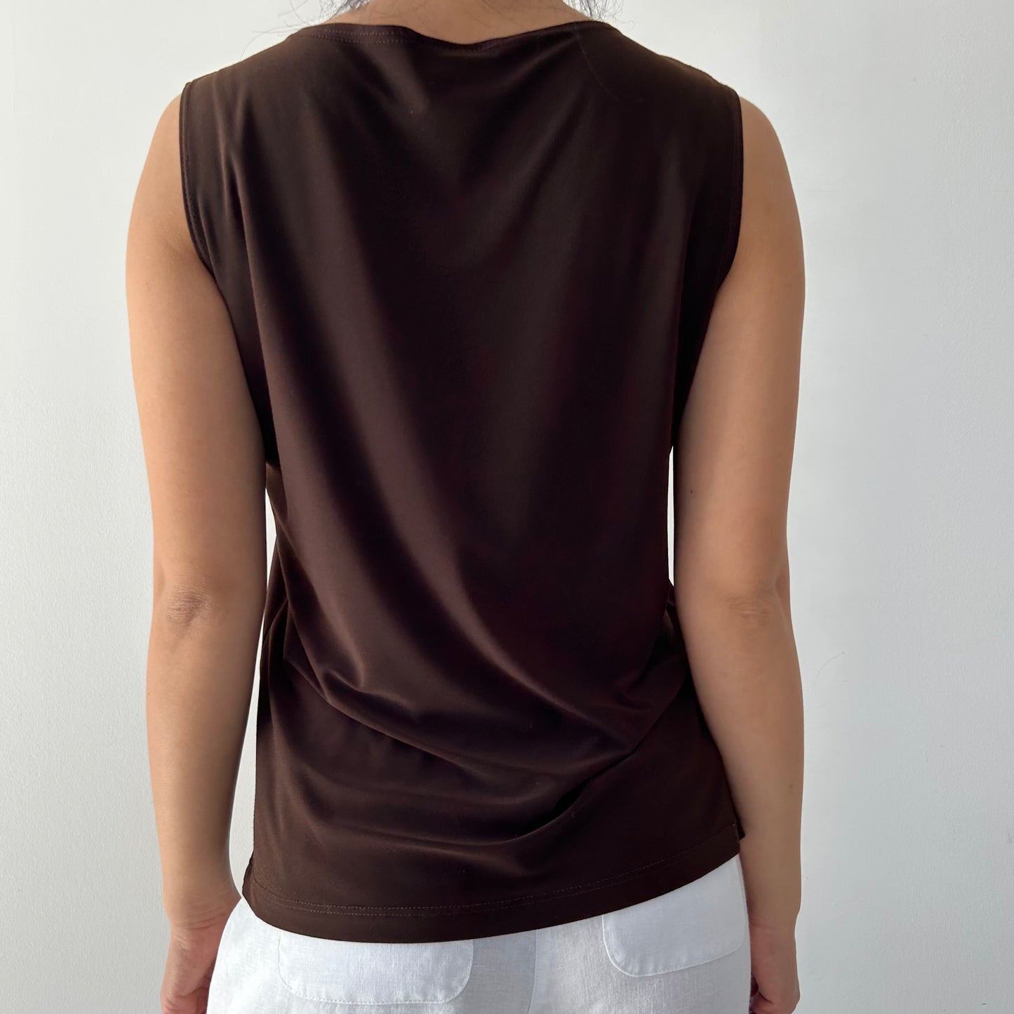 Vintage Made in USA Chocolate Brown Embellished Tank - Large