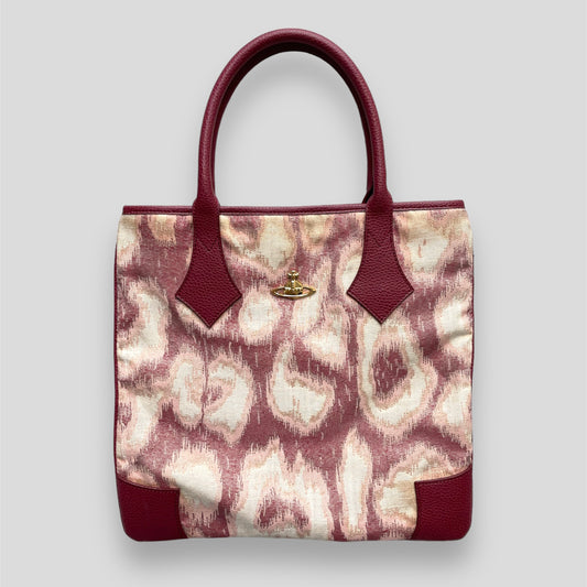Vivienne Westwood Leopard Pattern Leather and Canvas Top Handle Tote