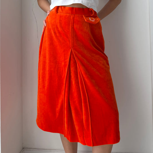 1980s Made in Japan Orange Terry Cloth Skirt - X-Small