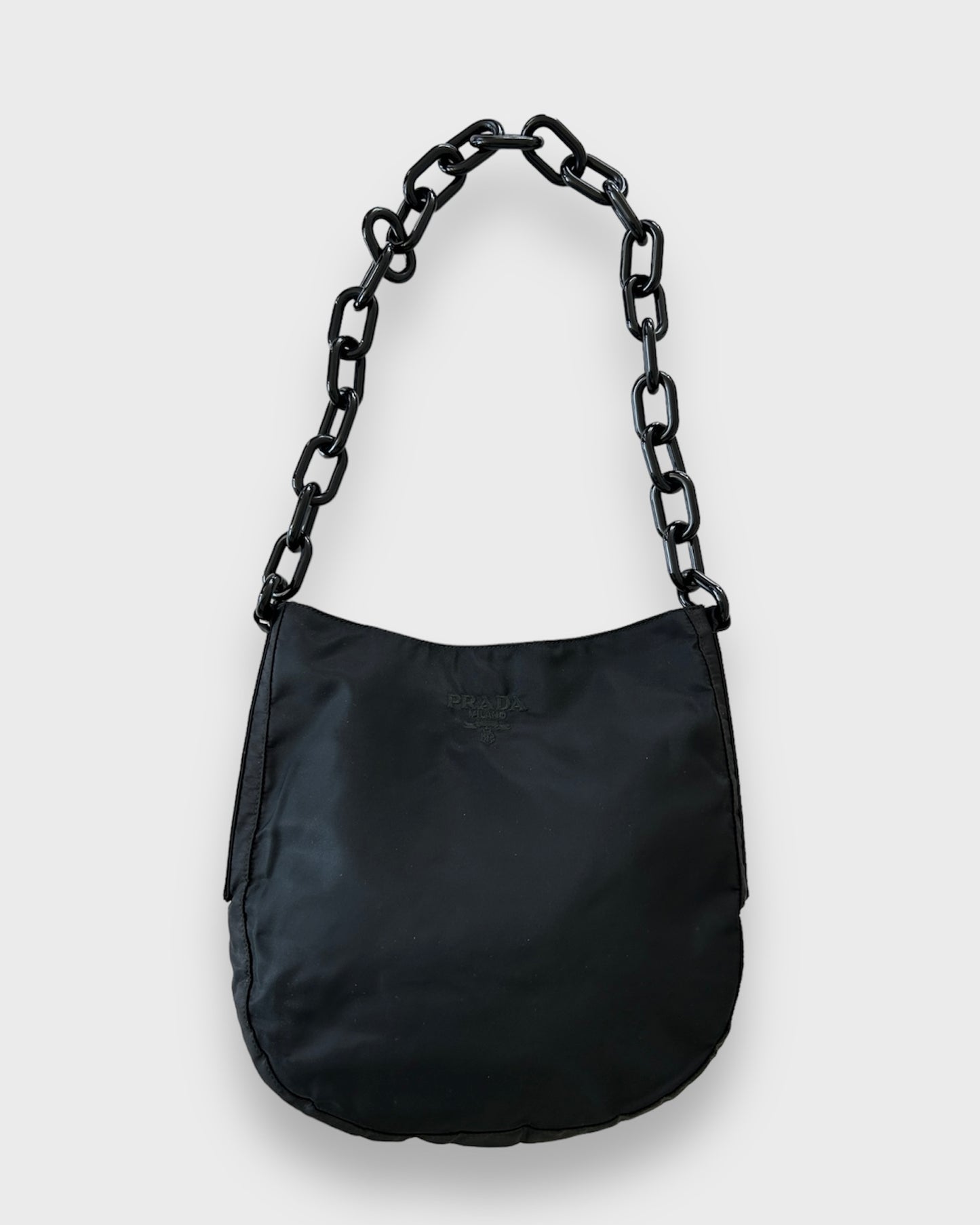 Prada Black Tessuto Chainlink Shoulder Bag