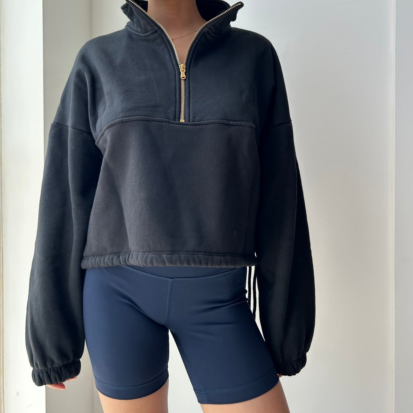 Gil Rodriguez Black Half Zip Cropped Sweater - X-Small