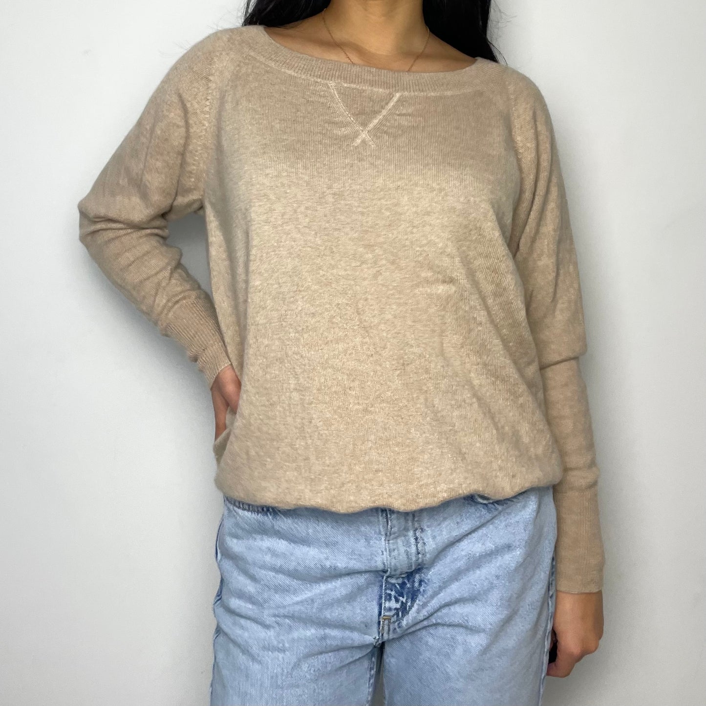 J. Crew 100% Cashmere Beige Boatneck Sweater - X-Small