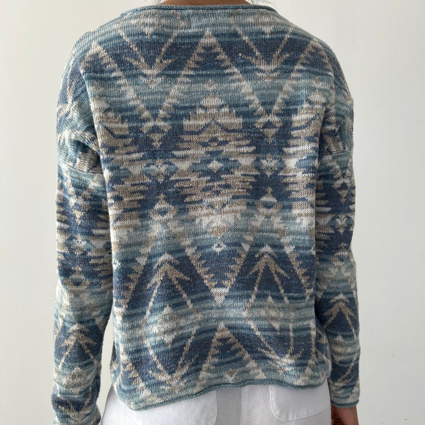 Denim and Supply Ralph Lauren Blue Aztec Print Knit Jumper - Medium