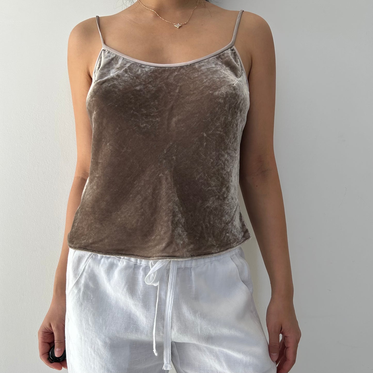 Sunny Choi Taupe Silk Blend Velvet Camisole - X-Small