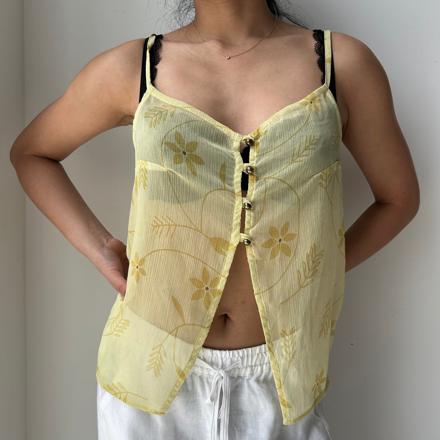 Musier Paris Sheer Open Front Tank - Medium