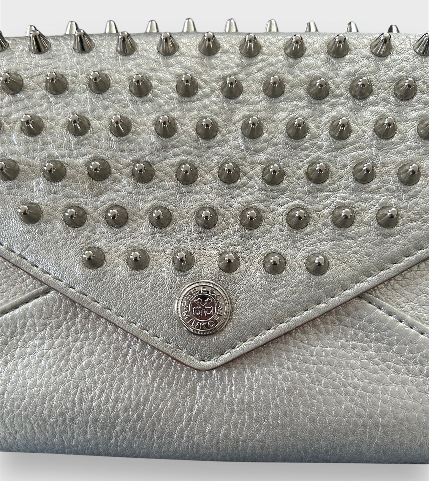 Rebecca Minkoff Silver Studded Envelope Long Wallet with Flap
