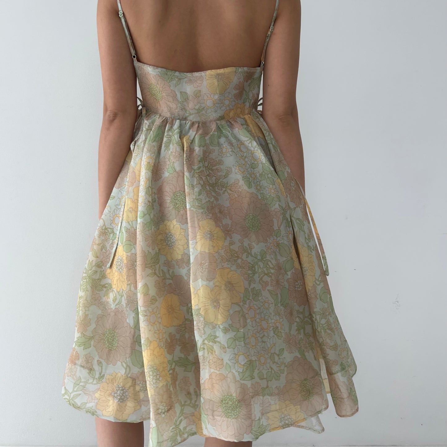Selkie Green Floral Print Mini Dress - Large
