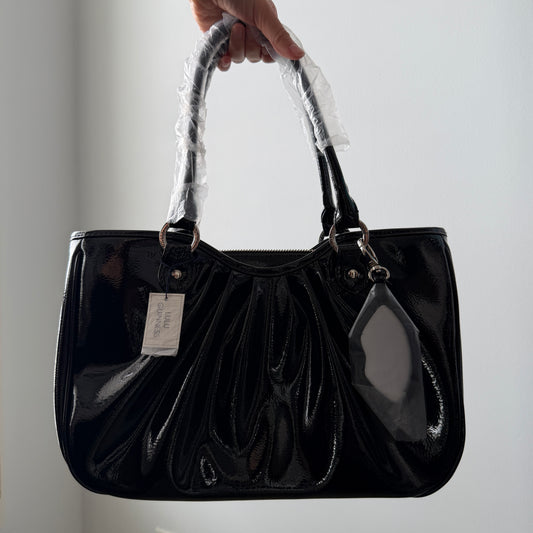 Lulu Guinness Black Patent Top Handle Tote