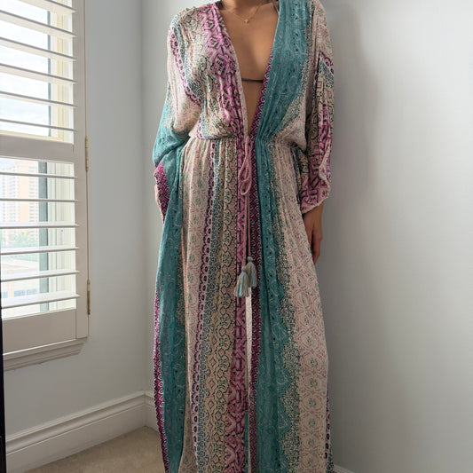 Avery Rayne Multi-Colour Printed Beach Kaftan - Free Size