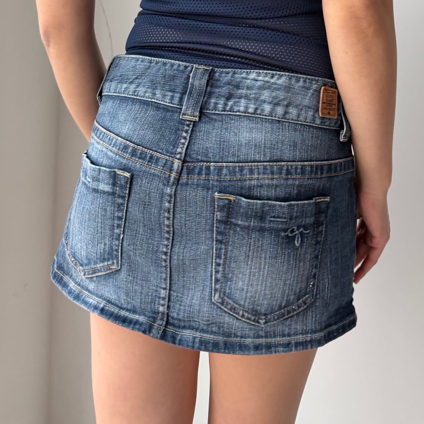 Guess Low-Rise Denim Micro Mini Skirt - W27