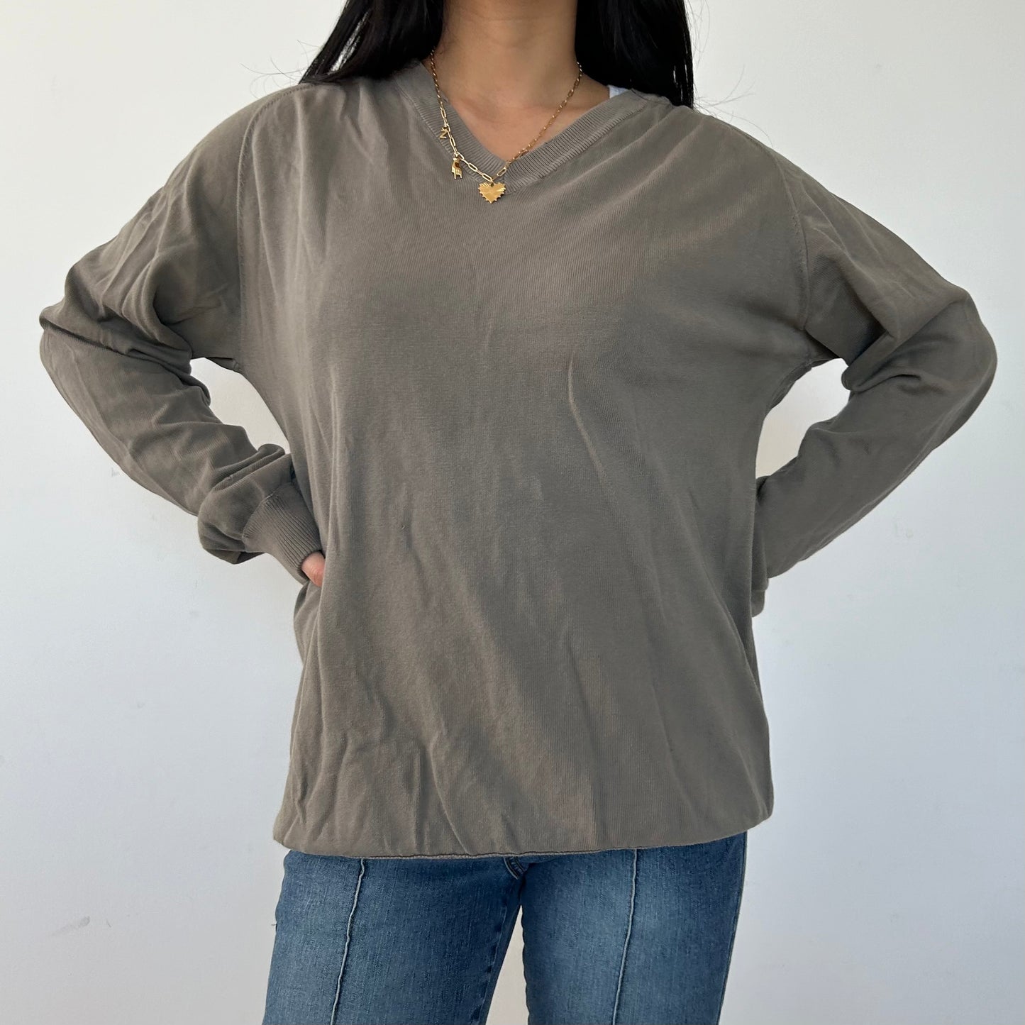 Maison Margiela Men's Collection Beige V-Neck Knit Jumper - Medium
