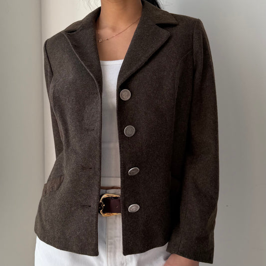 1980s Julius Lang Brown Wool Trachten Loden-Style Blazer - Medium