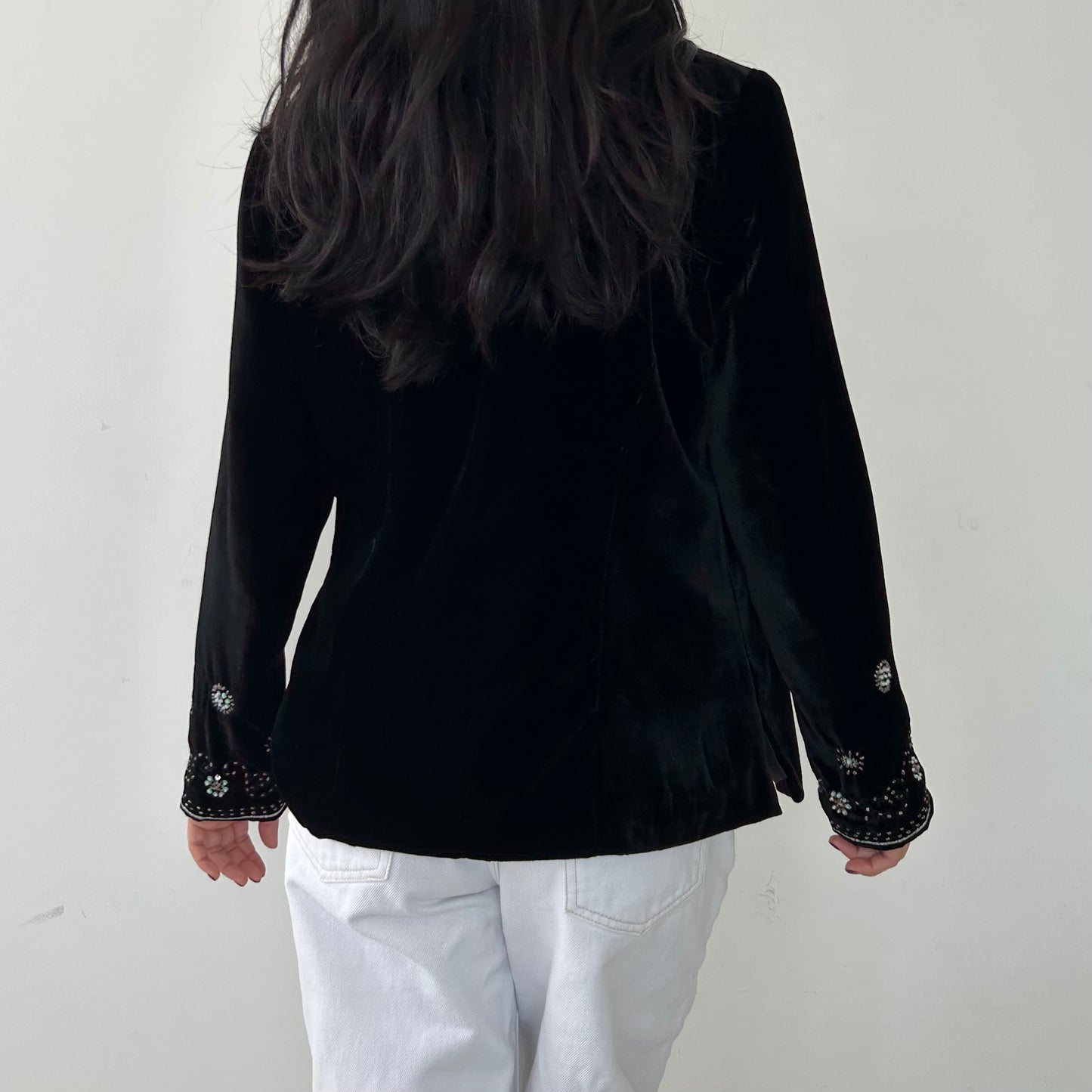 Fusion Black Velvet Beaded Evening Jacket - Medium
